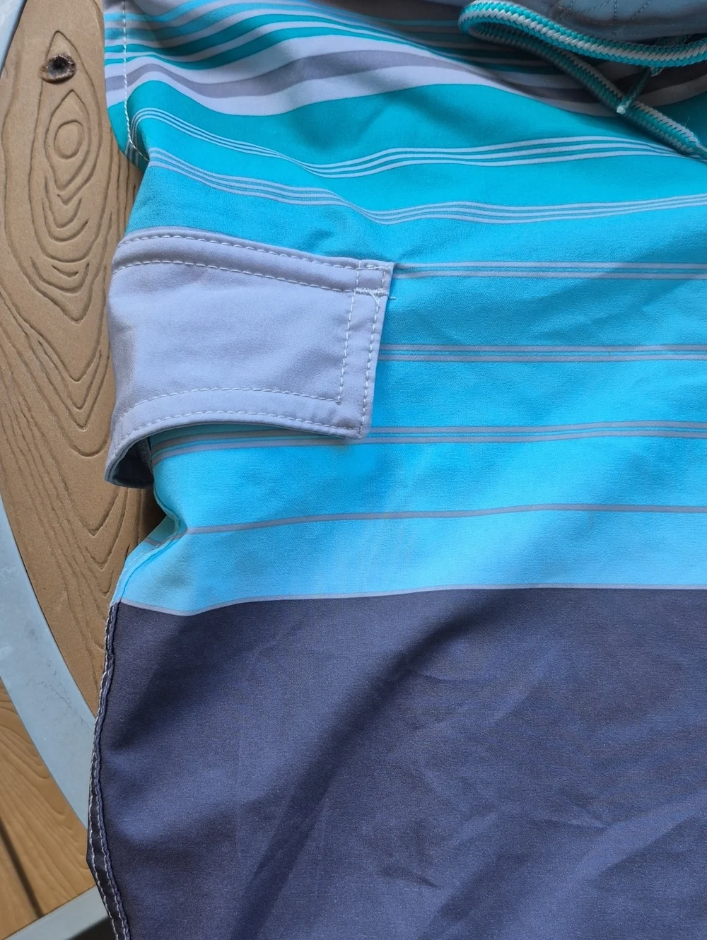George Men's Small  Blue Striped Swim Trunks with Drawstring - New